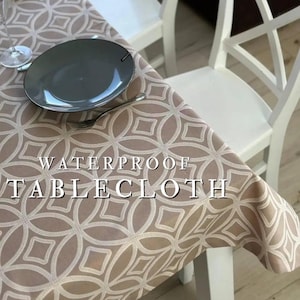 Handcrafted Waterproof Table Cover, Teflon Outdoor Tablecloth, Table Cover with Ornament, Housewarming Gift