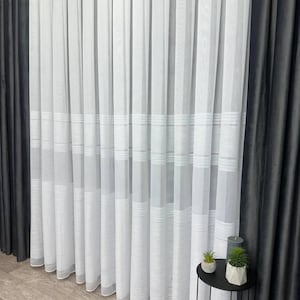 Elegant Bamboo Sheer Curtain Set, Eco-Friendly Drapes, Custom Drapery Panels, Elegant Embroidery, Gift for a Trendy Home Decor