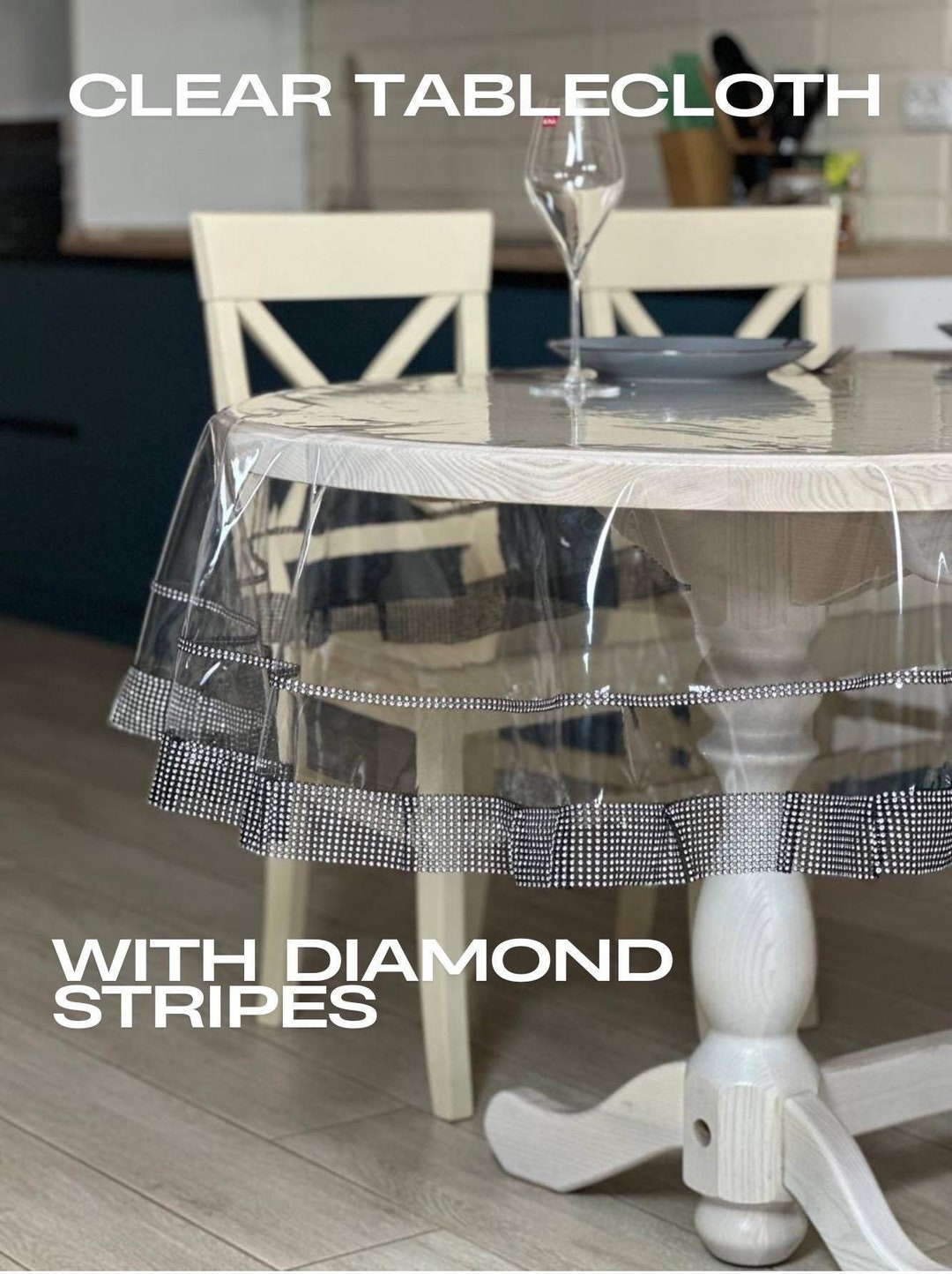 Durchsichtige Tischdecke mit Diamant-Details, Silikon-Tischschutz, wasserdichte Tischabdeckung - Stilvolles und praktisches Wohndekor