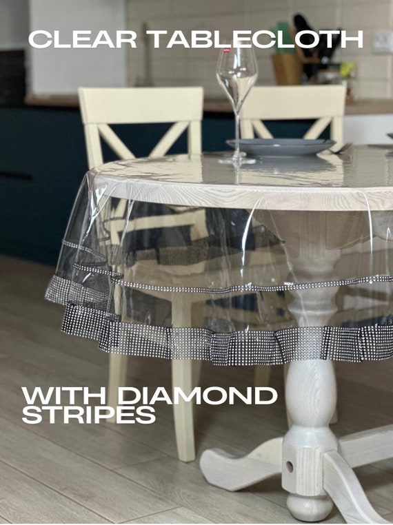 Durchsichtige Tischdecke mit Diamant-Details, Silikon-Tischschutz, wasserdichte Tischabdeckung - Stilvolles und praktisches Wohndekor