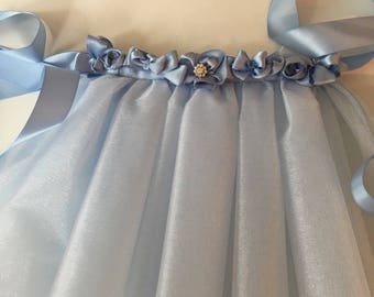Fancy apron, blue tutu, tulle skirt for tiny baby