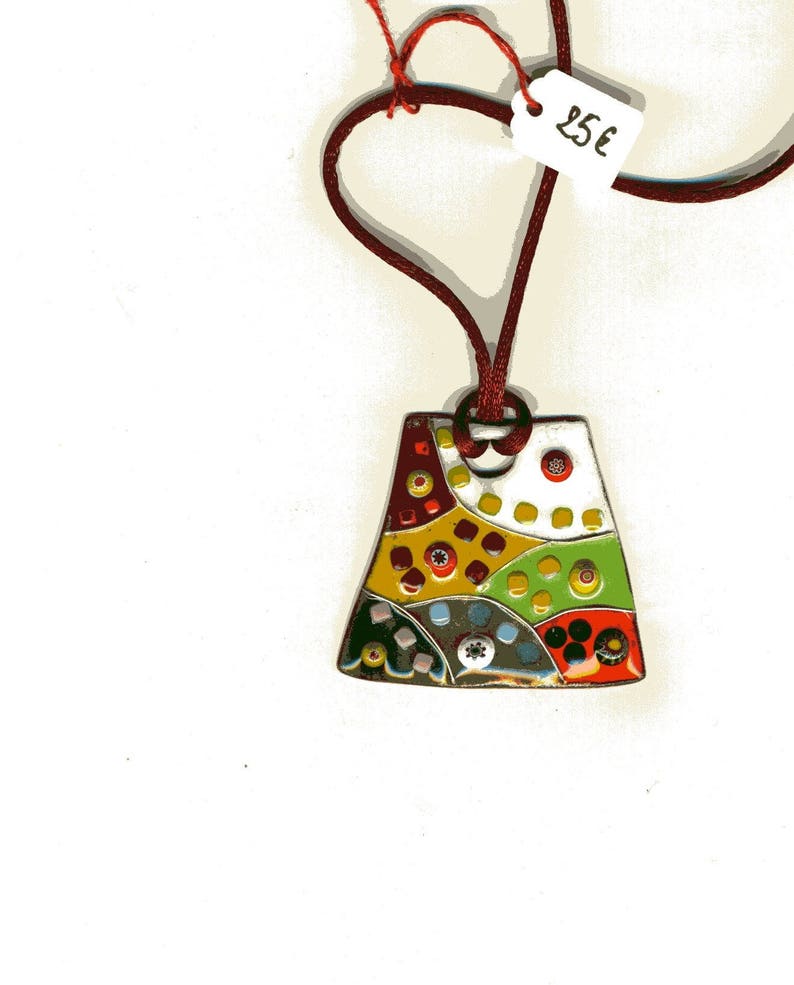 modern enamel pendants on copper in bright colors image 2