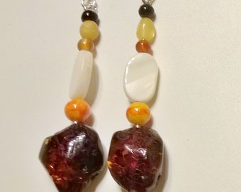 Boucles d'oreille ambre et nacre