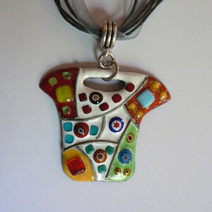 modern enamel pendants on copper in bright colors image 3