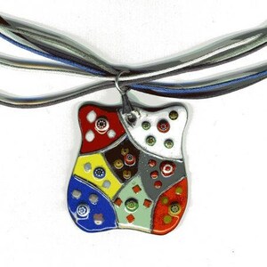 modern enamel pendants on copper in bright colors image 1