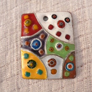 modern enamel pendants on copper in bright colors image 5