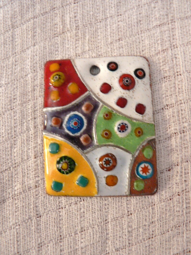 modern enamel pendants on copper in bright colors image 5