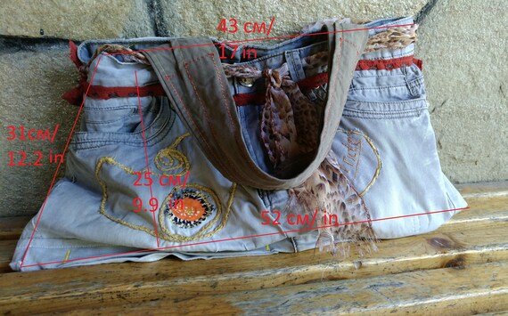 Bolso reciclado hecho a mano de jeans viejos | Etsy México