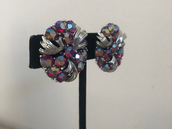 Vintage Lisner Earrings, AB Rhinestone Earrings, … - image 4