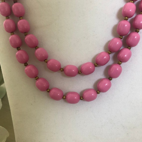 Marvella Beaded Necklace, Vintage Pink Necklace, … - image 3