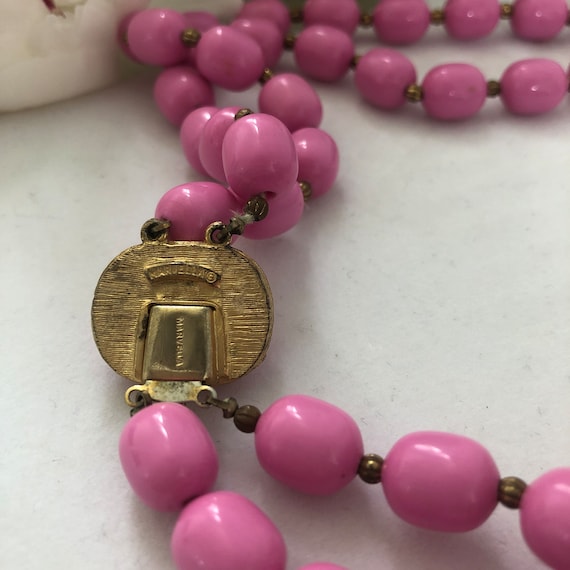 Marvella Beaded Necklace, Vintage Pink Necklace, … - image 5