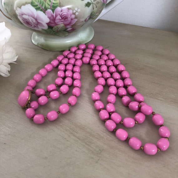Marvella Beaded Necklace, Vintage Pink Necklace, … - image 7