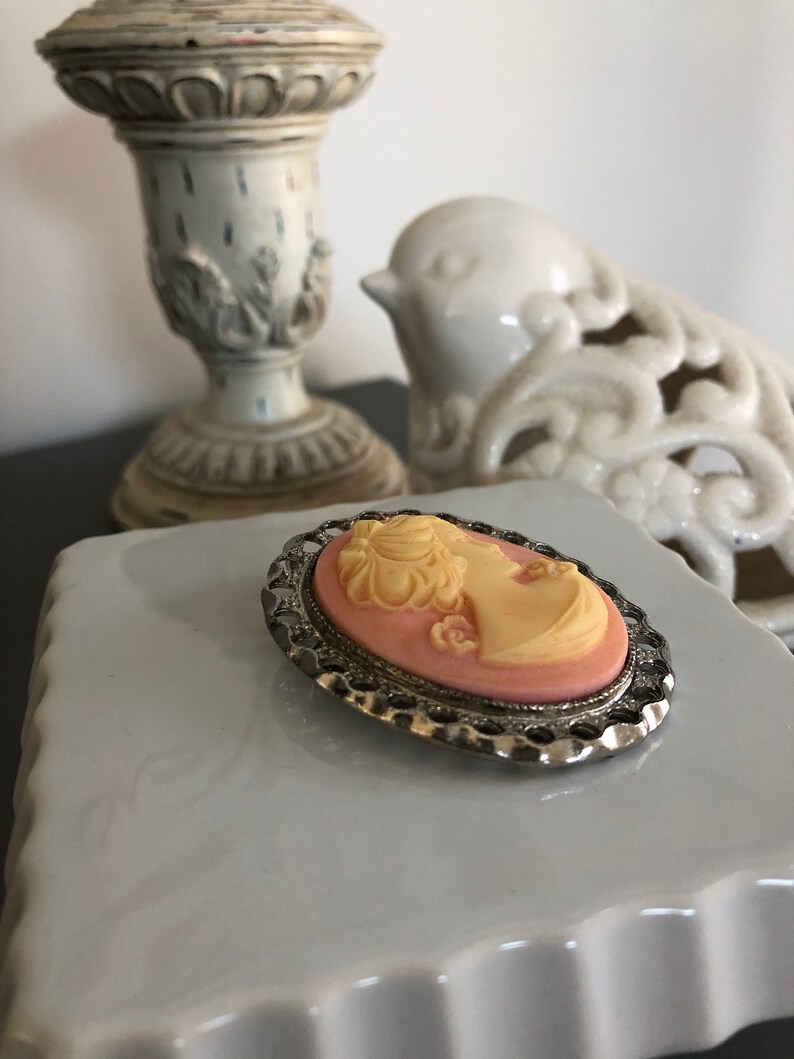 Large Pink Cameo Brooch /& Pendant Vintage Cameo