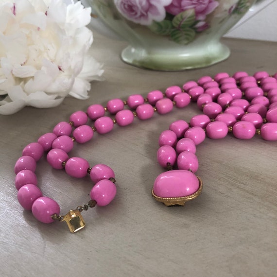 Marvella Beaded Necklace, Vintage Pink Necklace, … - image 8