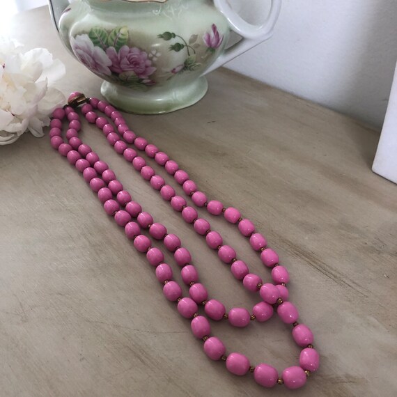 Marvella Beaded Necklace, Vintage Pink Necklace, … - image 6