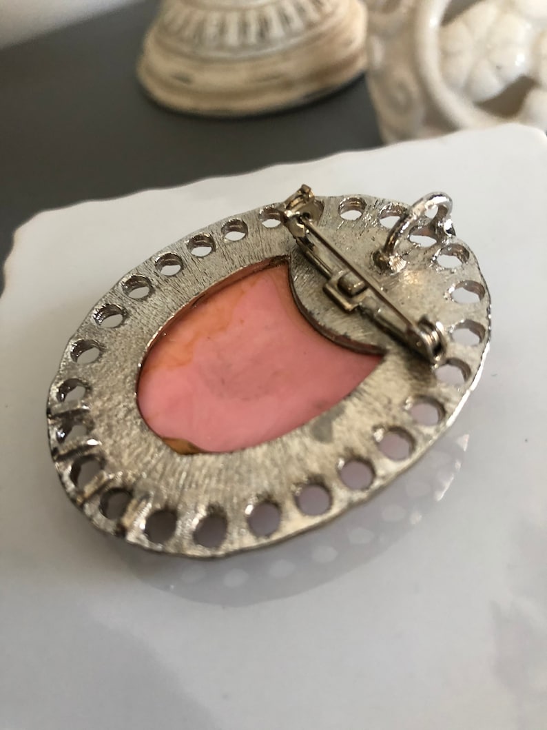 Large Pink Cameo Brooch /& Pendant Vintage Cameo