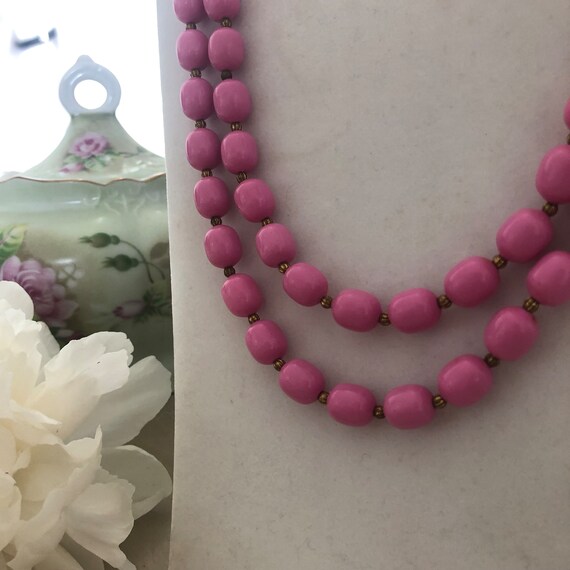 Marvella Beaded Necklace, Vintage Pink Necklace, … - image 4