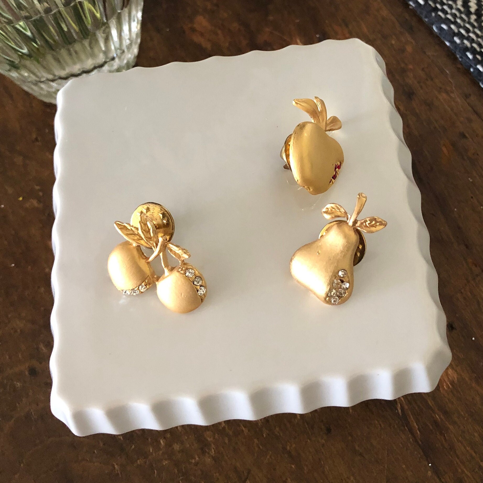 Vintage Fruit Pins Trio of Pins Gold Tone Retro Jewelry - Etsy