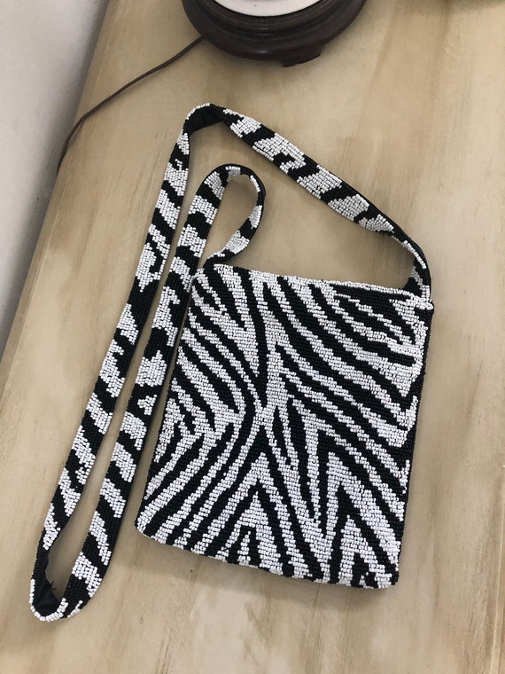 Beaded Purse, Cross Body Bag, Vintage Cache', Blac