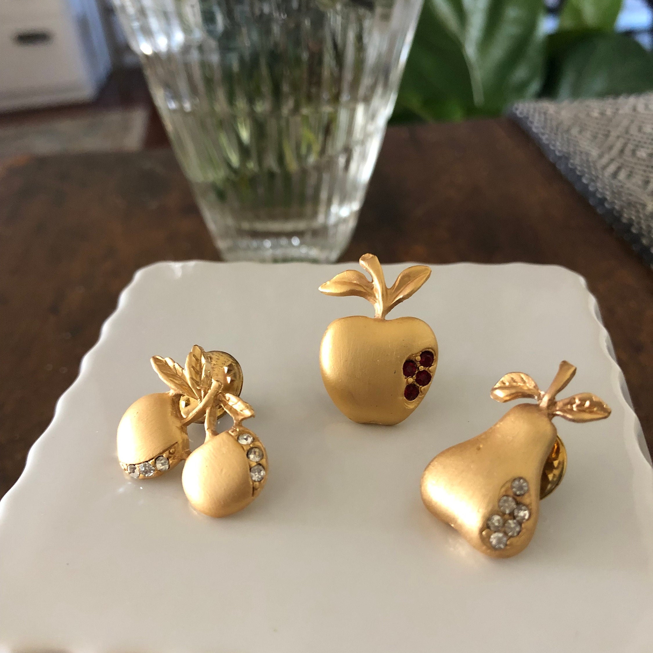 Vintage Fruit Pins Trio of Pins Gold Tone Retro Jewelry - Etsy