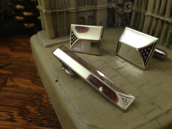 Vintage Swank Tie Clip & Cuff Links - image 5