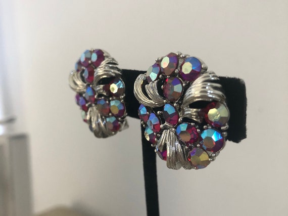 Vintage Lisner Earrings, AB Rhinestone Earrings, … - image 5
