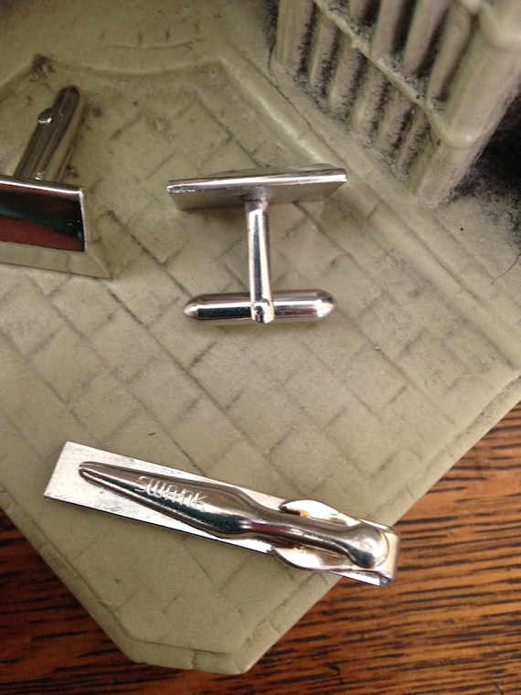 Vintage Swank Tie Clip & Cuff Links - image 4