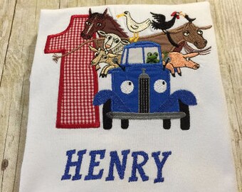 Little Blue Truck Personalized Birthday Shirt