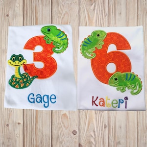 YOUR CHOICE of Two Reptiles Personalized Birthday Shirt