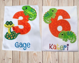 IHRE WAHL von zwei Reptilien-personalisiertem Geburtstags-Shirt