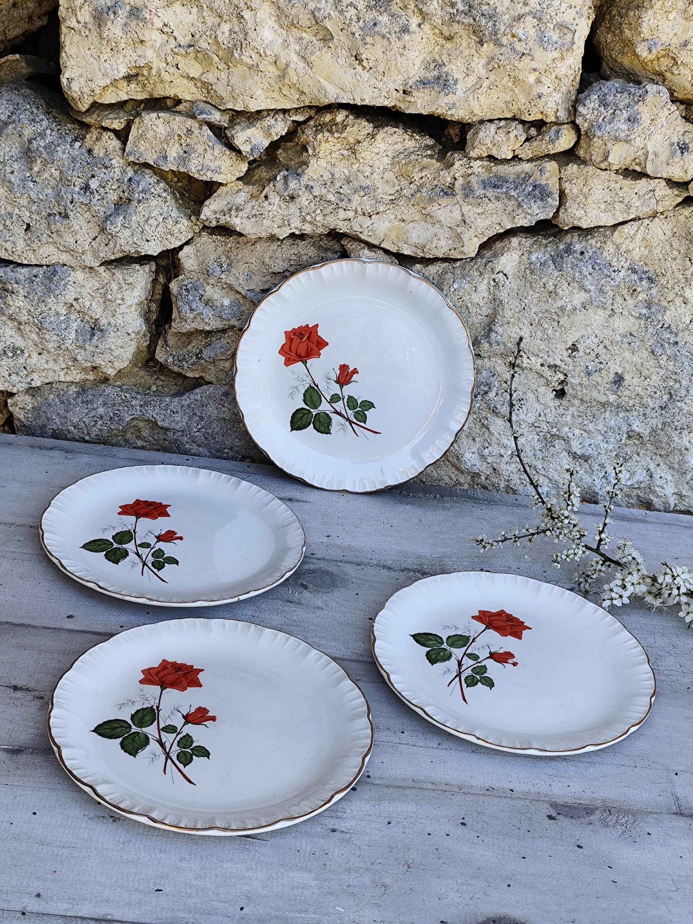Digoin Sarreguemines プレート 4 Rose Digoin Sarreguemines Plate - Etsy
