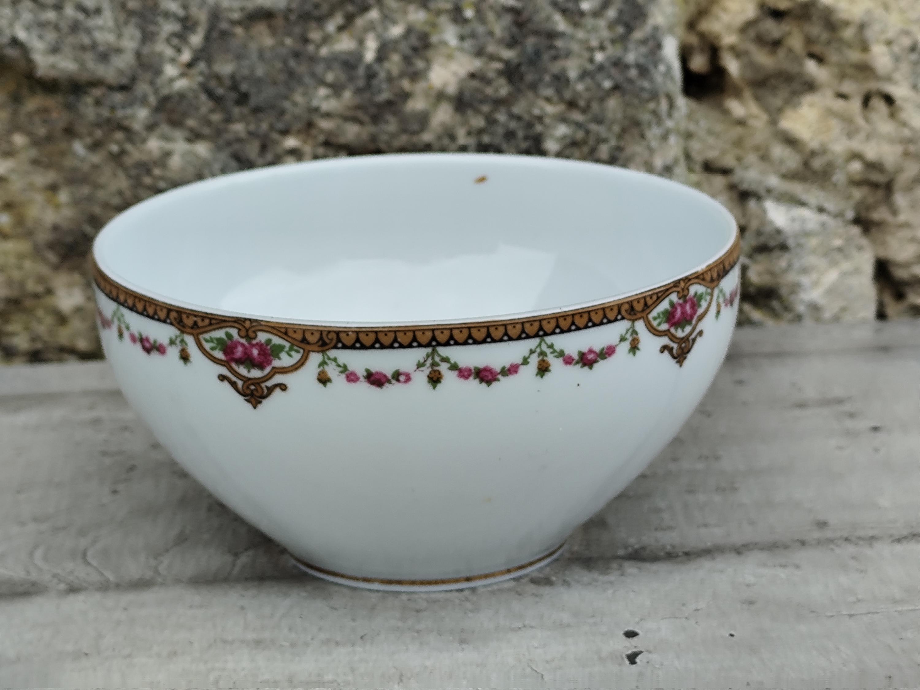 Saladier Limoges Porcelaine Vintage - Diamètre 20 Cm, Hauteur 12 Cm, Très Bon état