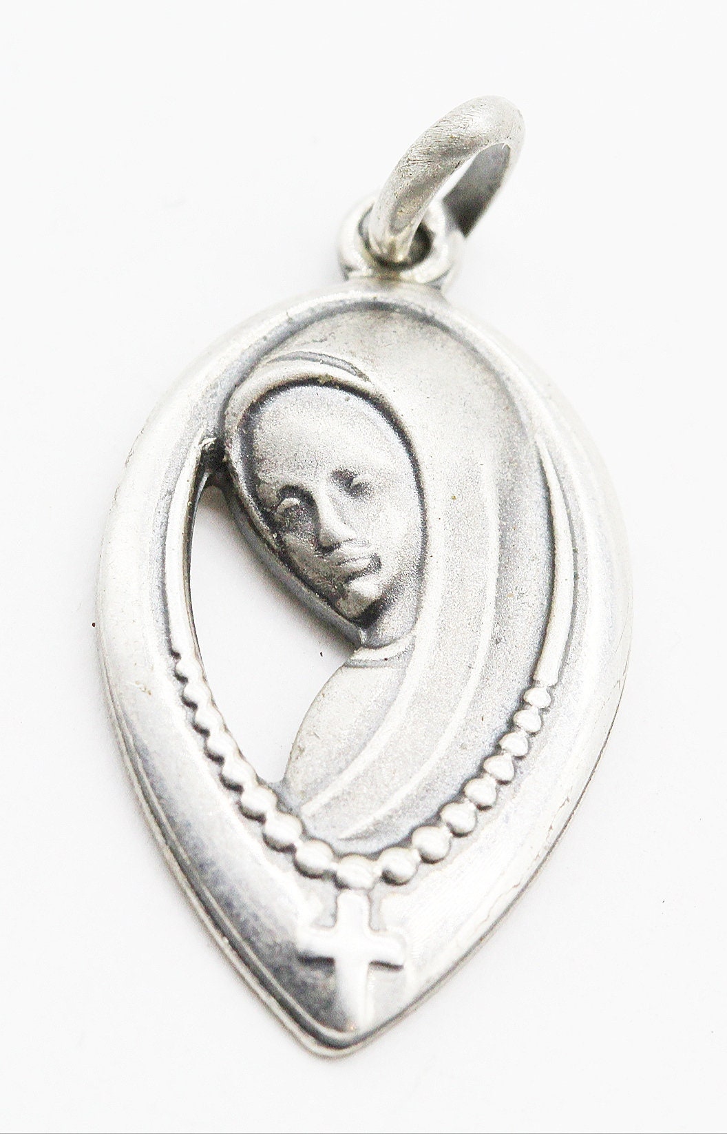 Medaille Religieuse Ancienne en Argent Vierge Marie