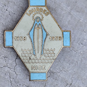 Broche Porte-photo En Argent Massif Vintage - Modèle Lourdes En Relief, Aucun Défaut