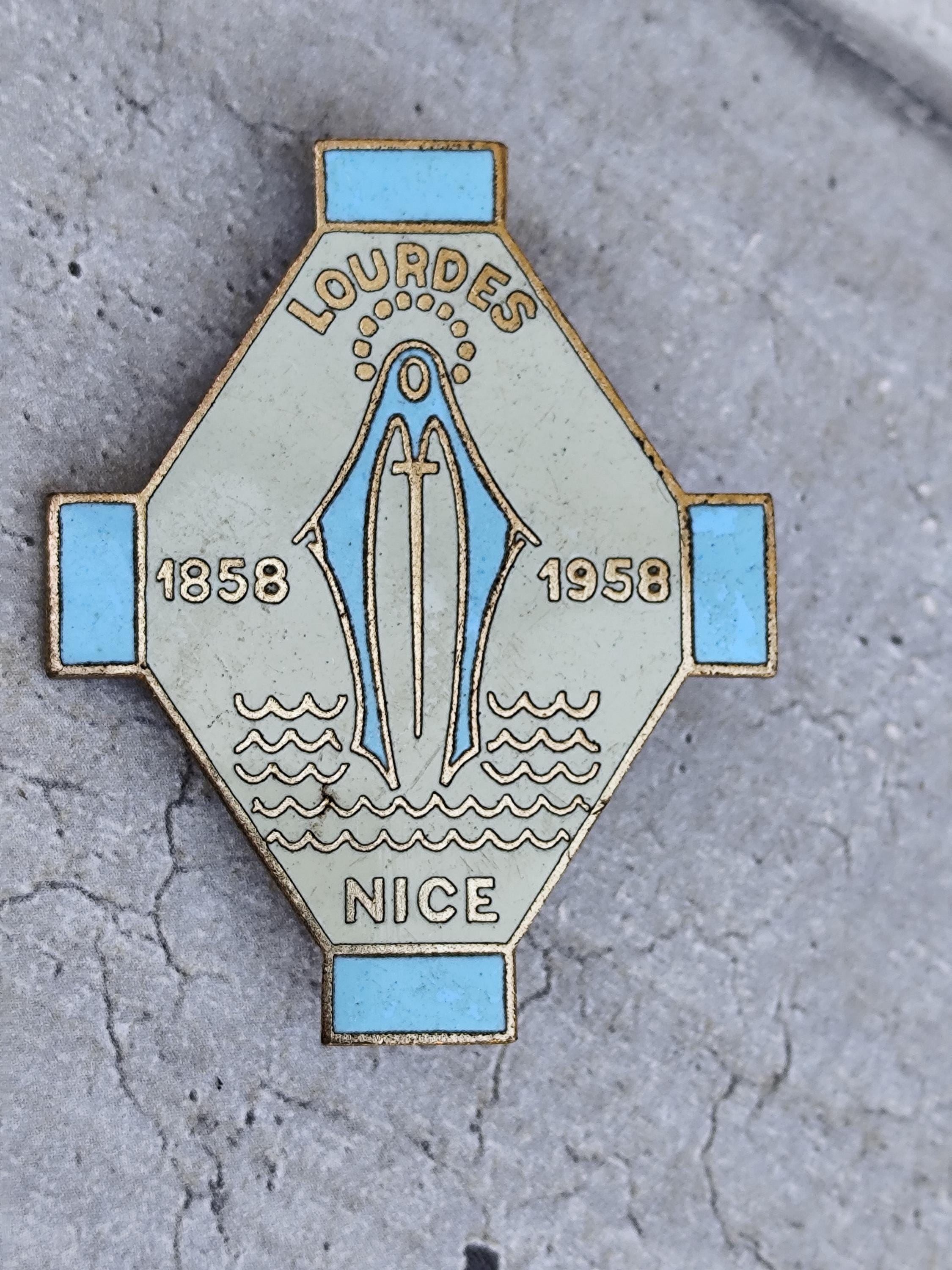 Broche Fantaisie Argentée Décor Houx - Souvenir De Lourdes Début 1900, Occasion