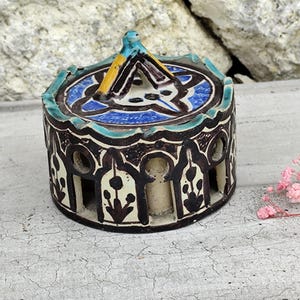 Rare Moroccan ceramic inkwell