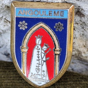 Angoulême Virgin mary enamel brooch