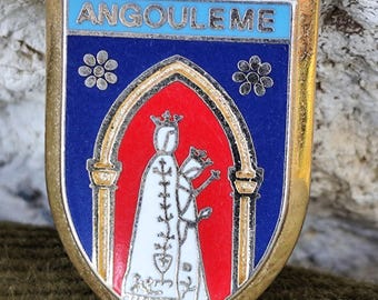 Angoulême Virgin mary enamel brooch