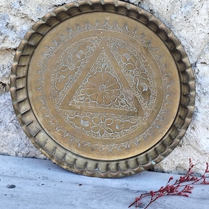 vintage brass moroccan tray