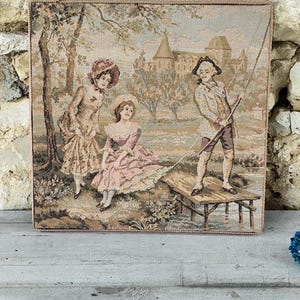 Old romantic tapestry painting
