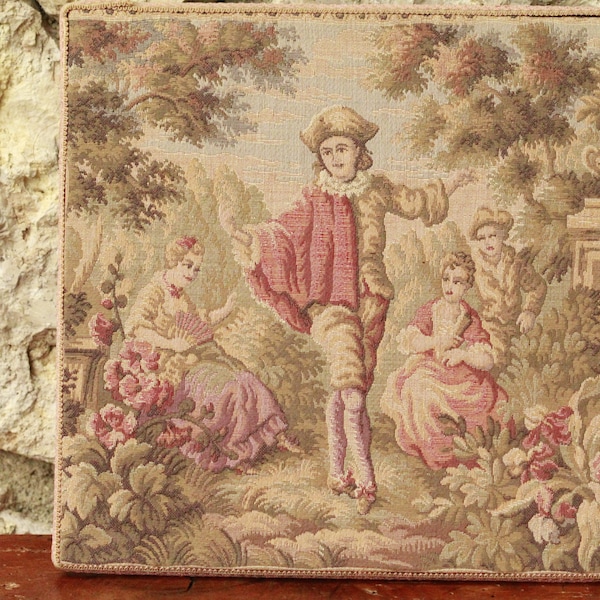 Ancien tableau tapisserie romantique