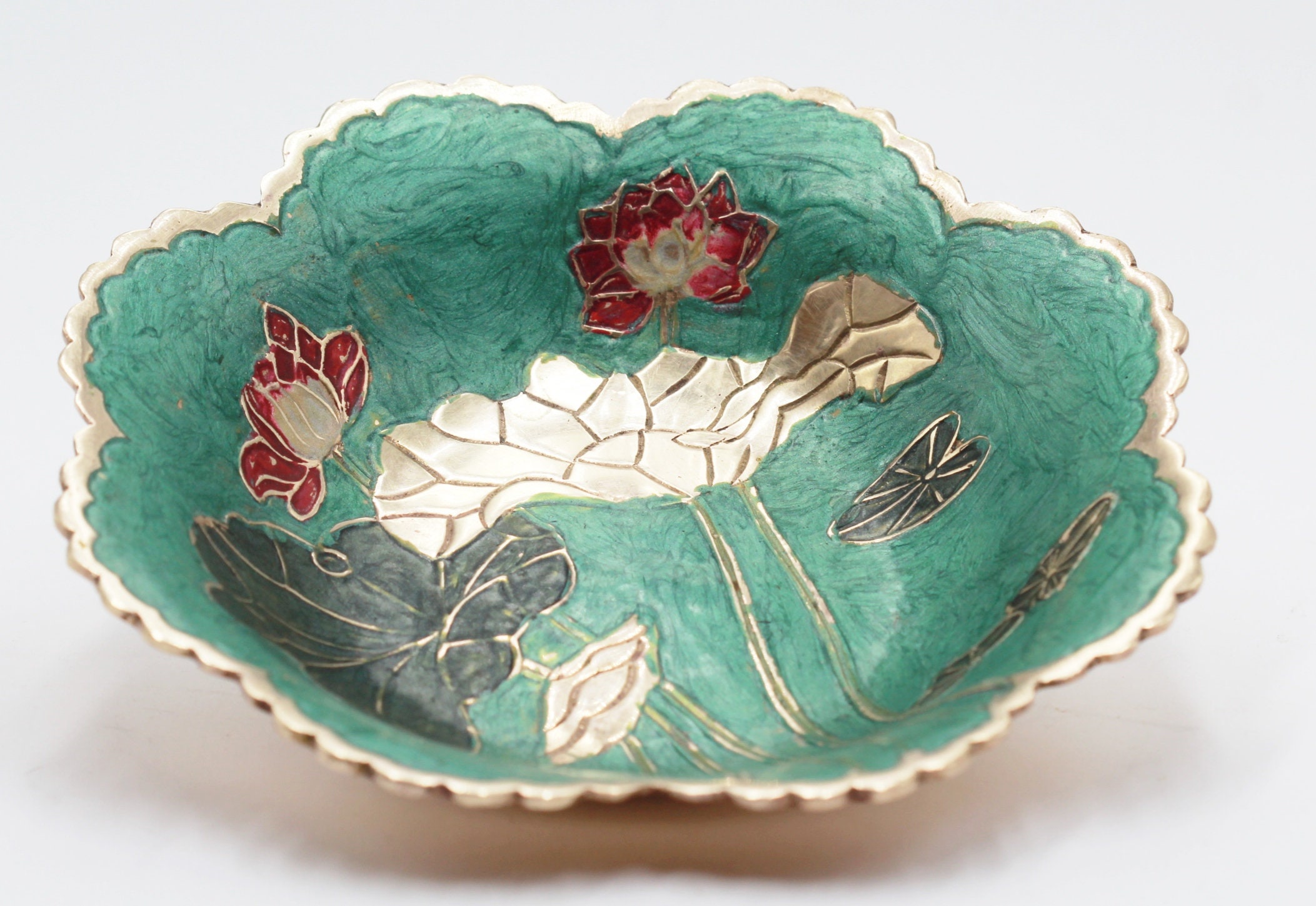 Grande Corbeille en Email et Laiton