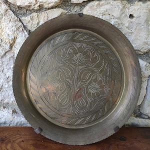 vintage brass moroccan tray