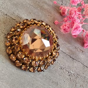 vintage yellow rhinestone brooch