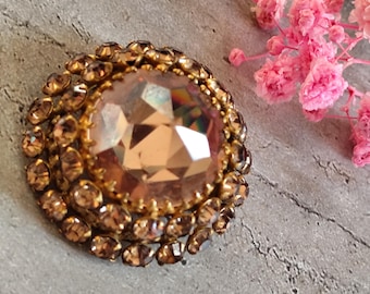 vintage yellow rhinestone brooch