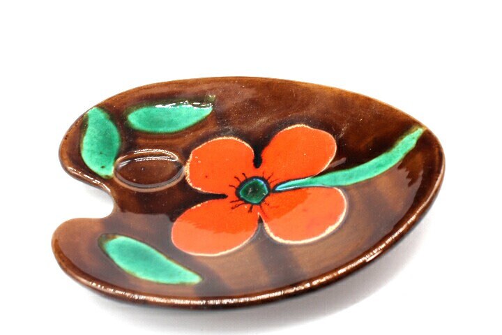 Grand Vide Poche en Céramique avec Fleur Style Vallauris