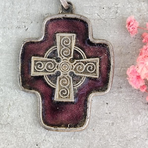 purple enamel cross pendant