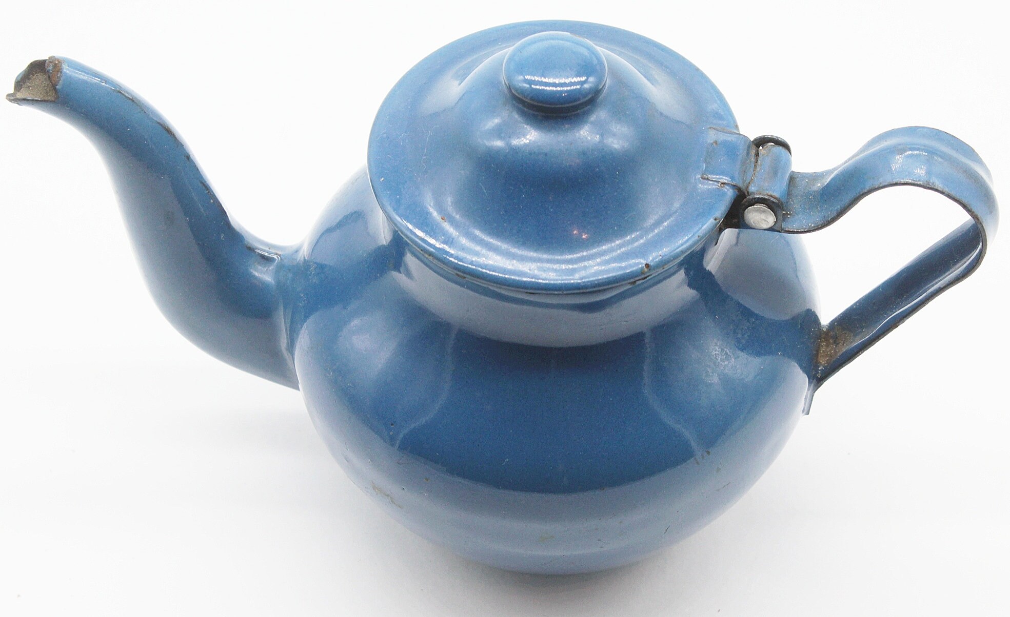 Petite Théière en Email Bleu