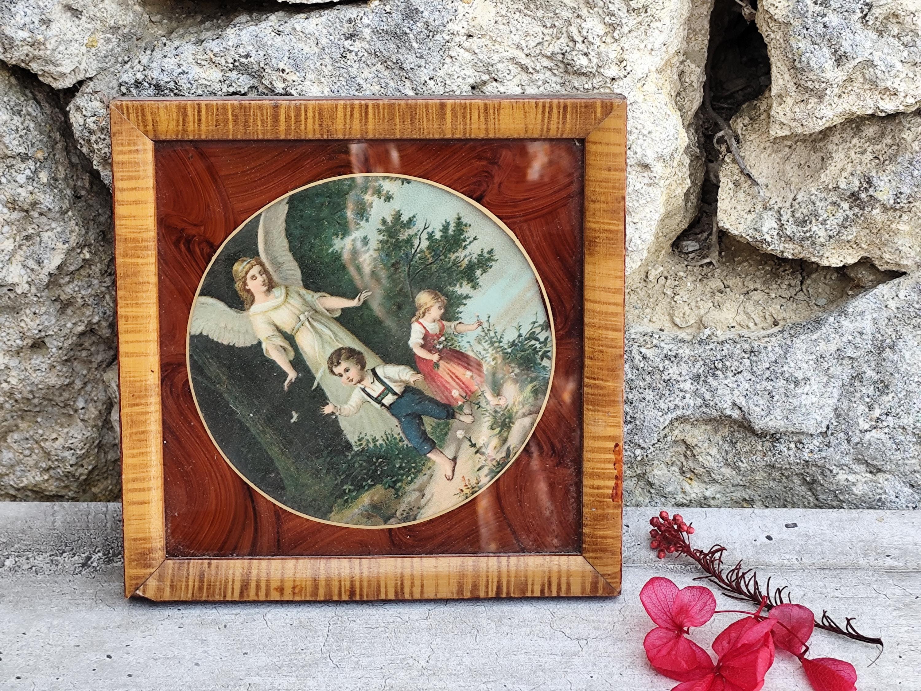 アンティーク絵画　天使 守護天使のアンティーク絵画 - Etsy 日本