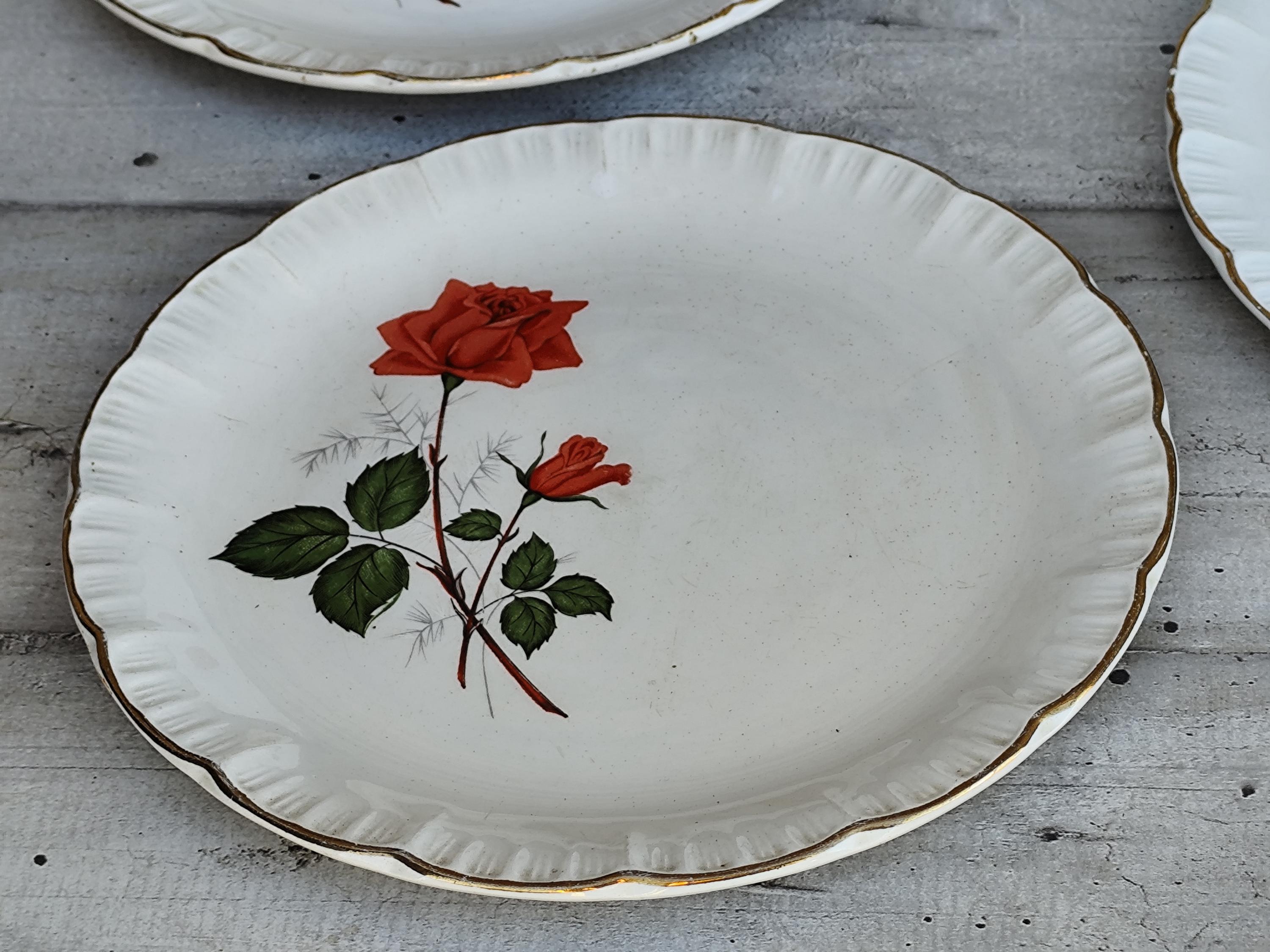4 Rose Digoin Sarreguemines Plate - Etsy